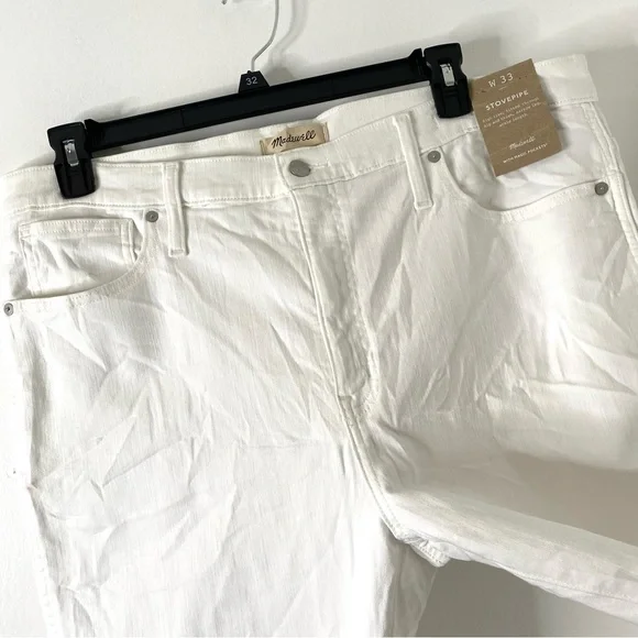 Madewell Stovepipe Jeans NWT Pure White High Rise Slim Fit Stretch Denim - Picture 5 of 14